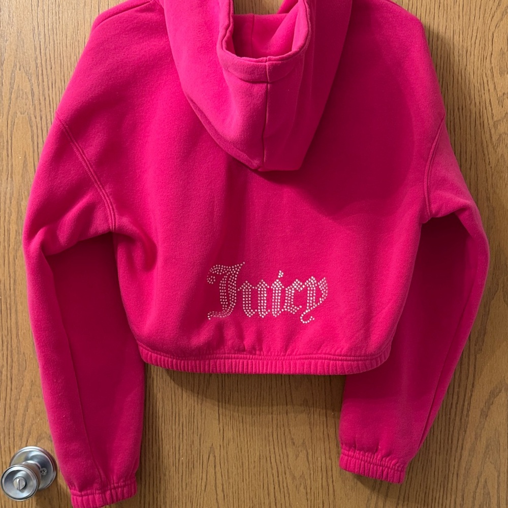 Y2K Juicy Couture Cropped Fuchsia Hoodie
